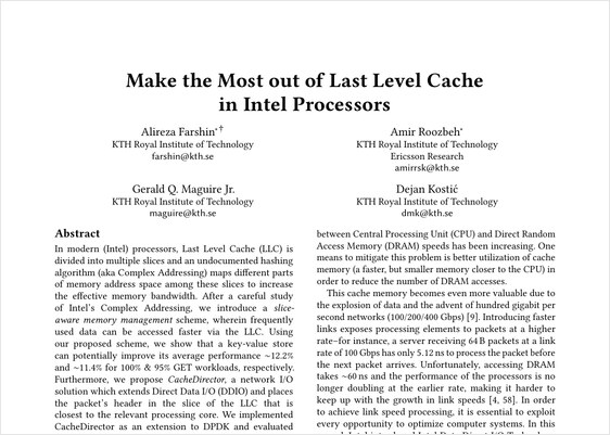 Last Level Cache first page